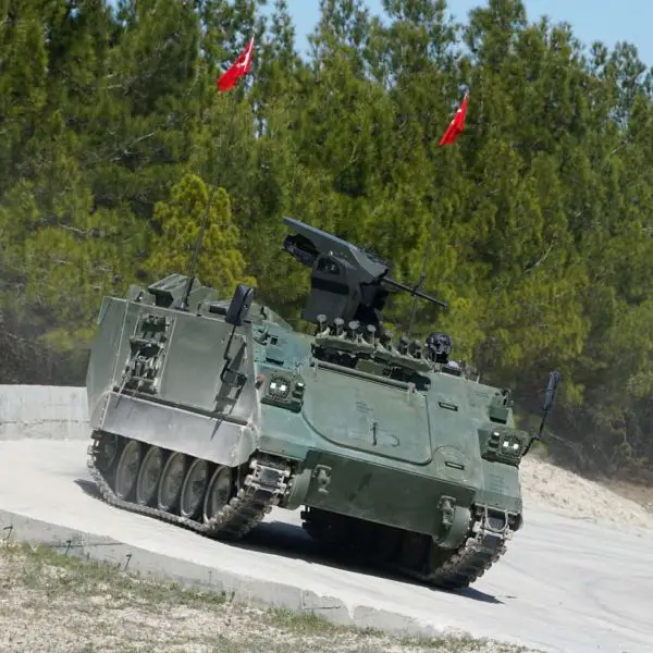 Türkiye’s Ministry of National Defense confirmed delivery of the first serial-produced E-ZPT electric armoured personnel carrier developed by MKE, following completion of qualification and acceptance tests (Picture Source: Anadolu Agency)