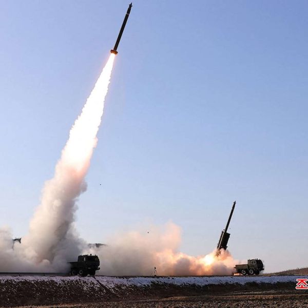 North Korea’s April 2026 tests showcased a Hwasong-11 cluster-warhead missile, a blackout bomb, and an electromagnetic weapon aimed at disrupting airbases, power grids, and military electronics. Picture from a January test (Picture source: KCNA).