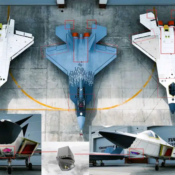 Turkish Aerospace Industries released new footage of its KAAN fighter showing three prototypes, P0, P1 and P2, signaling a shift from a single demonstrator to a structured multi-aircraft flight test program aimed at advancing Türkiye’s indigenous fifth-generation combat capability (Picture Source: Turkish Aerospace Industries / Aselsan)