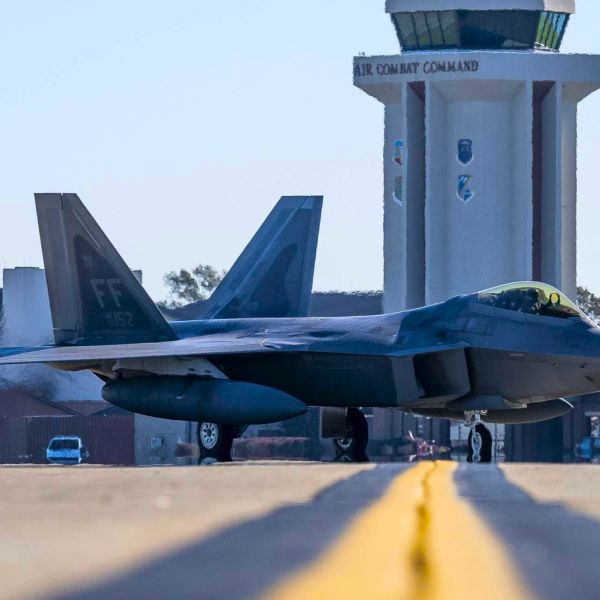 Open-source imagery and flight data suggest a second group of U.S. F-22 Raptors has transited RAF Mildenhall en route to the Middle East amid rising tensions involving Iran (Picture Source: U.S. Air Force)