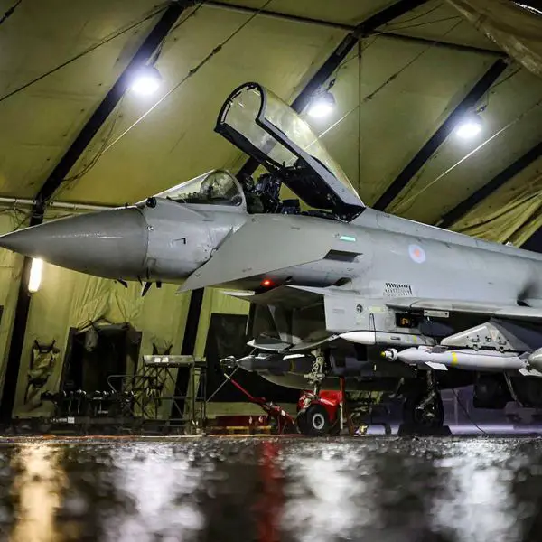 Illustrative image: RAF Typhoon FGR4 multirole fighter jets equipped with Paveway IV precision-guided bombs during combat operations similar to the January 3, 2026 strike on a fortified Daesh tunnel complex in eastern Syria.