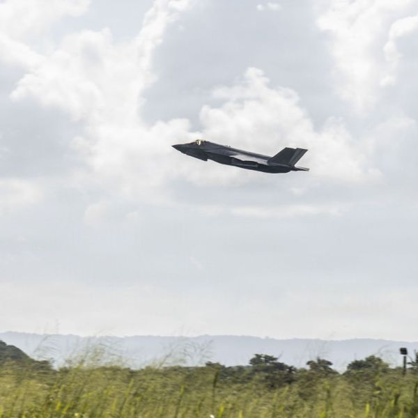 On Nov. 4, 2025, a U.S. Marine Corps F-35B Lightning II from Marine Fighter Attack Squadron (VMFA) 225, U.S. Marine Corps Forces South, takes off from José Aponte de la Torre Airport in Ceiba, Puerto Rico.