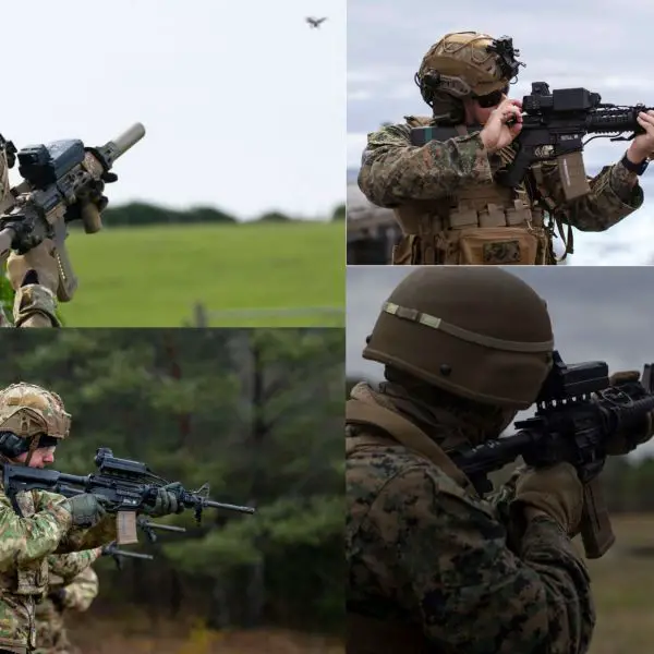 The U.S. Army is expanding fielding of SMART SHOOTER’s SMASH 2000LE AI-assisted rifle fire control systems to give frontline soldiers a direct hard-kill capability against FPV drones and other small aerial threats at close range (Picture Source: U.S. Army / Smart Shooter / U.S. Marines, Edited by Army Recognition Group)
