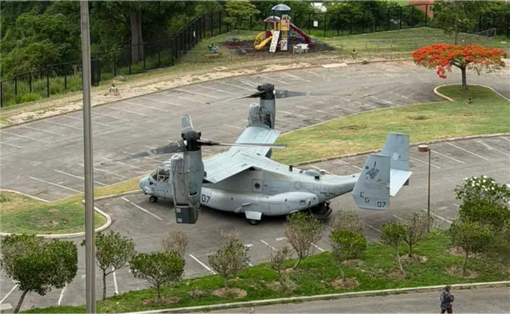 SOUTHCOM Commander Gen. Francis L. Donovan arrives in Caracas aboard a U.S. Marine Corps MV-22B Osprey during a U.S. embassy rapid-response exercise supported by the USS Iwo Jima Amphibious Ready Group operating off the Venezuelan coast.