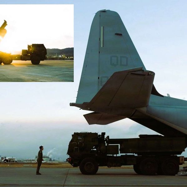 U.S. Marines used a HIMARS Rapid Infiltration drill at MCAS Iwakuni, loading the launcher onto a KC-130J during Typhoon Crossbow 26.1, to rehearse fast, island-hopping long-range strikes that keep forces dispersed, mobile and harder for adversaries in the Indo-Pacific to target (Picture Source: DVIDS)