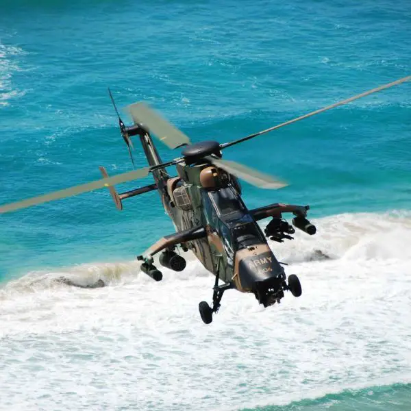 The Tiger ARH, based on the French Tiger HAP, can fire AGM-114 Hellfire II and Mistral missiles, as well as 70 mm rockets developed by Belgian manufacturer Thales FZ, and use a nose-mounted 30 mm cannon. (Picture source: Australian MoD)