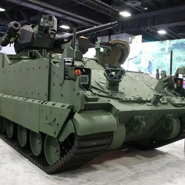 Prototype AMPV IFV with 30 mm remote turret on display at AUSA 2025 in Washington DC