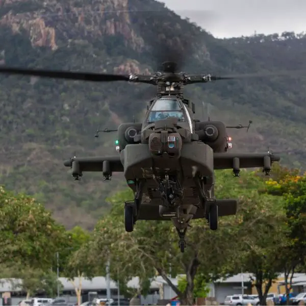 Australia’s first AH-64E Apache attack helicopters commenced flying operations in Townsville on 27 November 2025 (Picture source: Australian MoD)