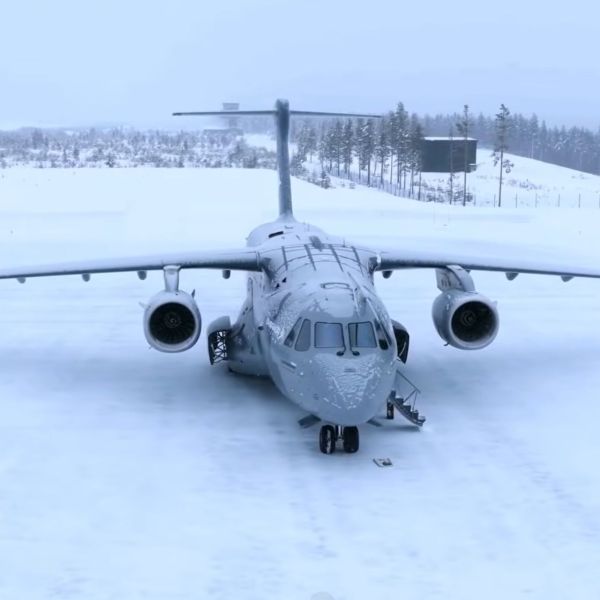 The KC-390 demonstrates its capacity to transport and deploy heavy ground equipment, such as SISU GTT all-terrain vehicles, while retaining space for personnel and additional cargo (Picture source: Embraer)