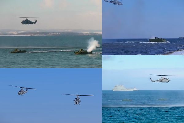 Turkish AH-1W Super Cobra attack helicopters launched from TCG Anadolu off Germany’s Baltic coast to provide close air support during NATO’s STEADFAST DART 26 amphibious landing exercise, marking their first NATO deployment from the ship (Picture source: BTB Concept / Reuters / NATO)