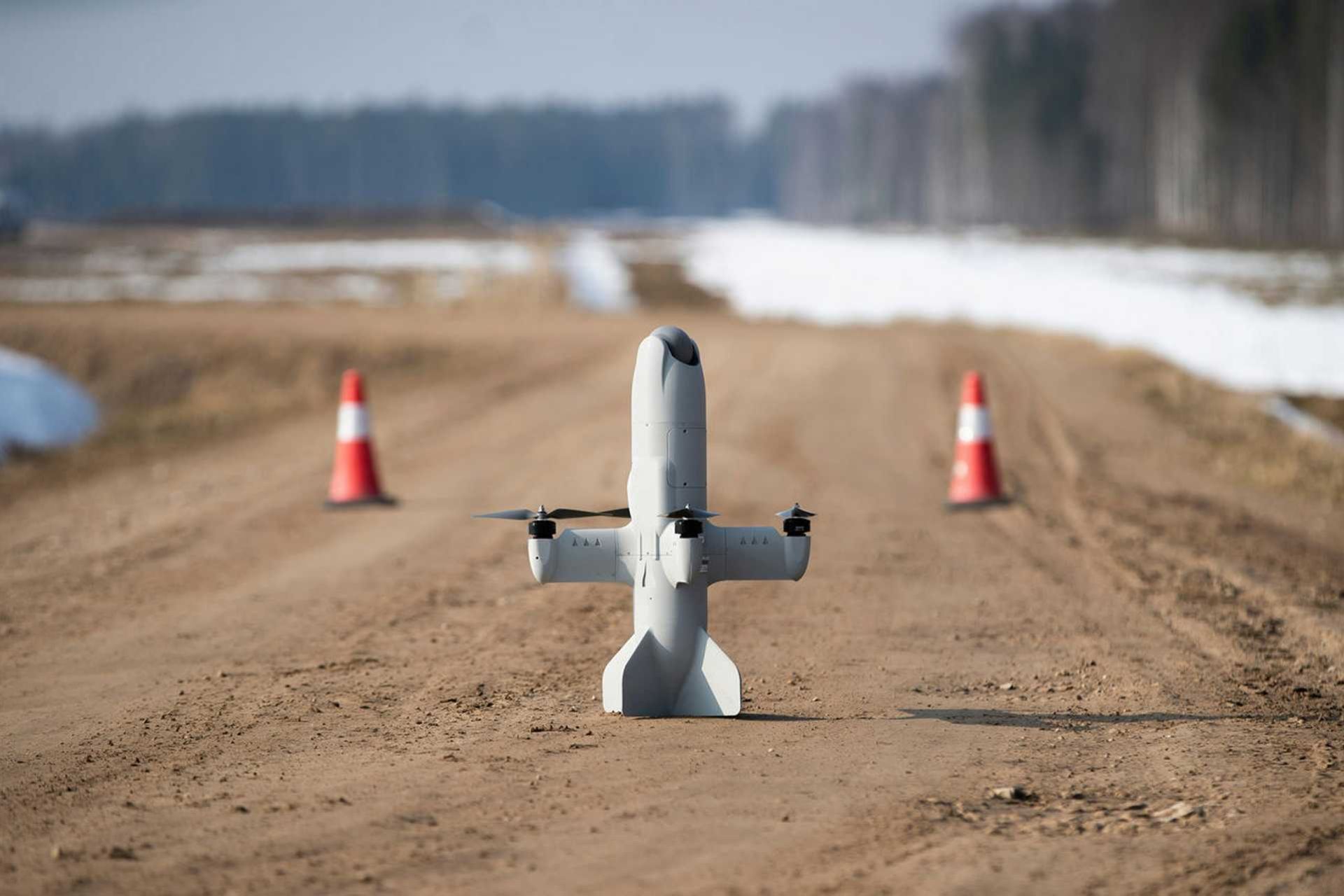 Counter-drone system on the ground during testing activities at the Sēlija Military Training Area in Latvia, March 2026.