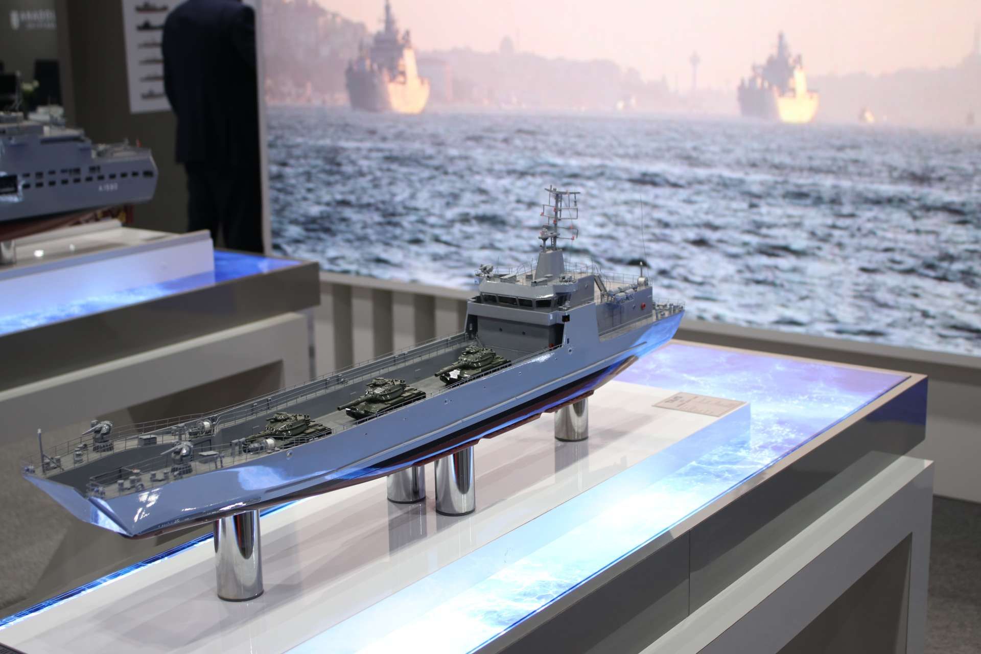 TAIS Shipyards’ LCT-80 Landing Craft Tank on display at DSA 2026 in Kuala Lumpur, showcasing Türkiye’s 80-meter amphibious platform designed to land tanks, troops, and mission cargo directly onto austere shores (Picture source: Army Recognition Group).