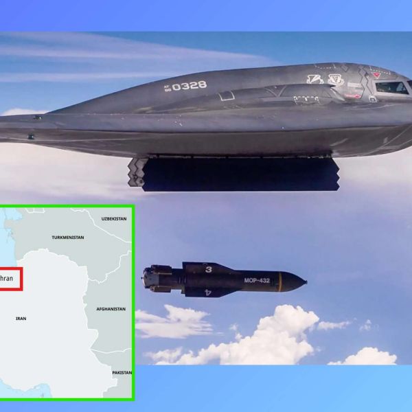 U.S. B-2 Spirit bombers reportedly struck a hardened Islamic Revolutionary Guard Corps bunker near Tehran with GBU-57 Massive Ordnance Penetrator during Operation Epic Fury, highlighting Washington’s ability to rapidly target deeply buried leadership sites during an active rescue mission (Picture Source: U.S. Air Force / Britannica)