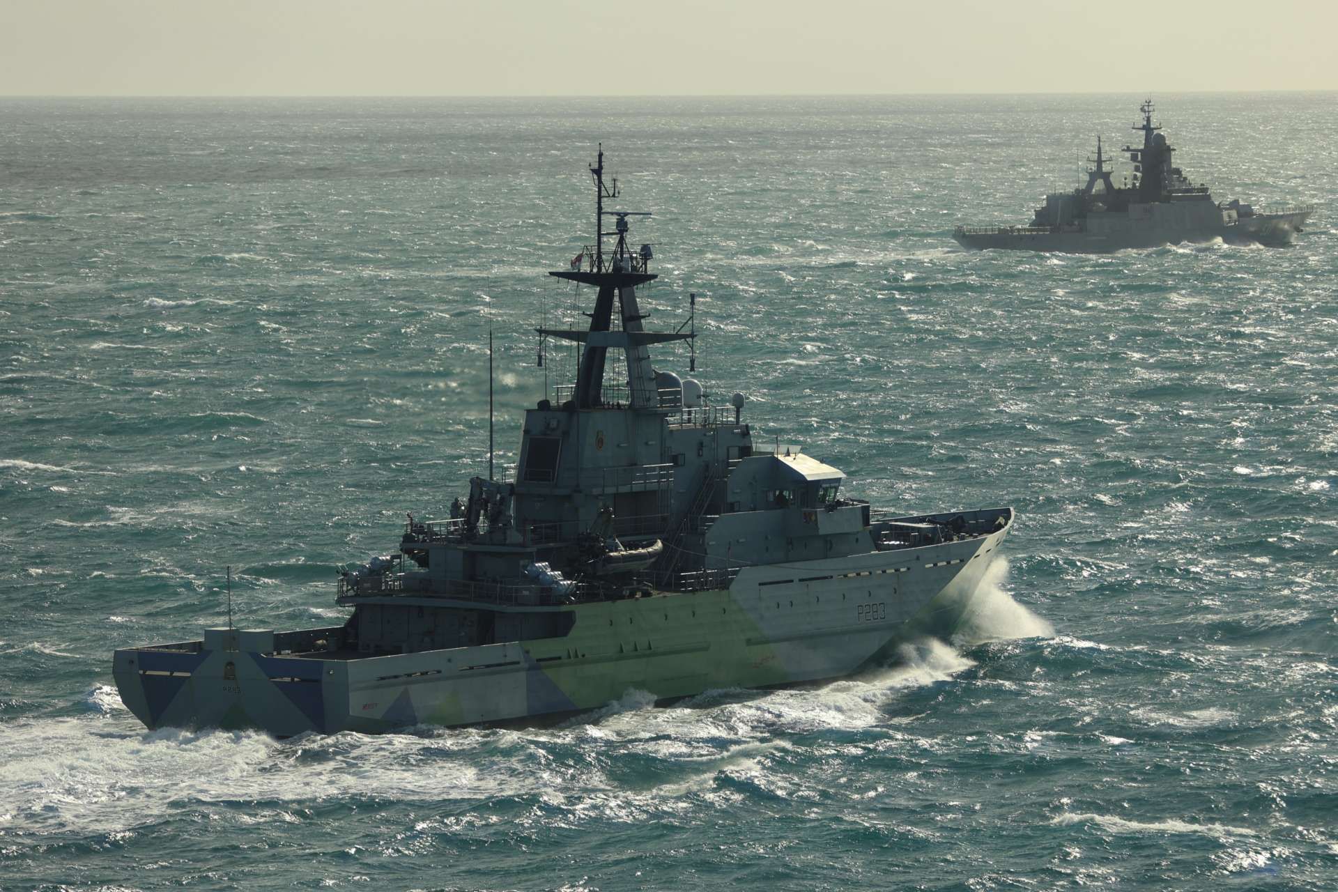 The Royal Navy used HMS Mersey and a Wildcat helicopter to continuously track a Russian frigate and a sanctioned tanker through the English Channel, underscoring intensified NATO maritime surveillance in European waters (Picture Source: Royal British Navy)