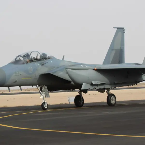 The F-15SA during the aerial demonstrations at the World Defense Show 2026 in Riyadh (Picture source: Army Recognition)
