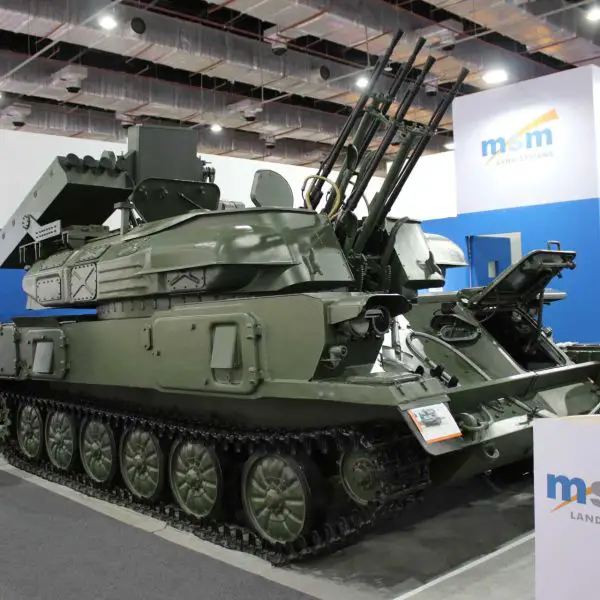 The ZSU-23-4 SVK Shilka retains most of the original ZSU-23-4 characteristics, such as its quad 23 mm cannon turret and the GM-575 tracked chassis, but seems to incorporate a missile launcher box on the top of the turret. (Picture source: Army Recognition)