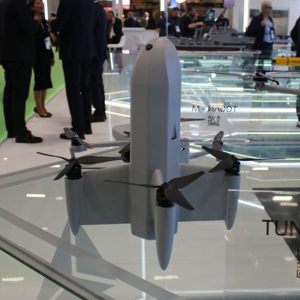 STM’s TUNGA-X interceptor drone displayed for the first time at SAHA 2026 in Istanbul, Türkiye. (Picture source: Army Recognition)