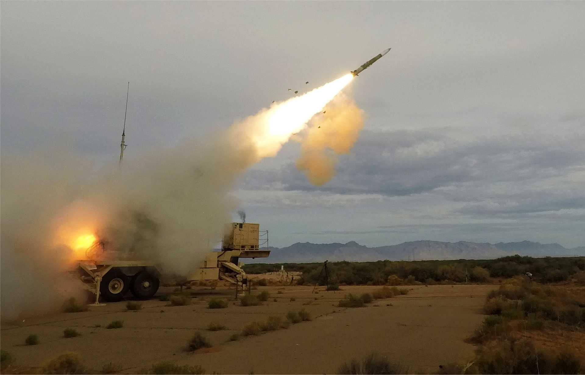 PATRIOT GEM-T missile: an upgraded interceptor designed to destroy cruise missiles, drones, and tactical ballistic missiles using enhanced guidance and proximity-fuze detonation for greater effectiveness against maneuvering and low-signature threats.