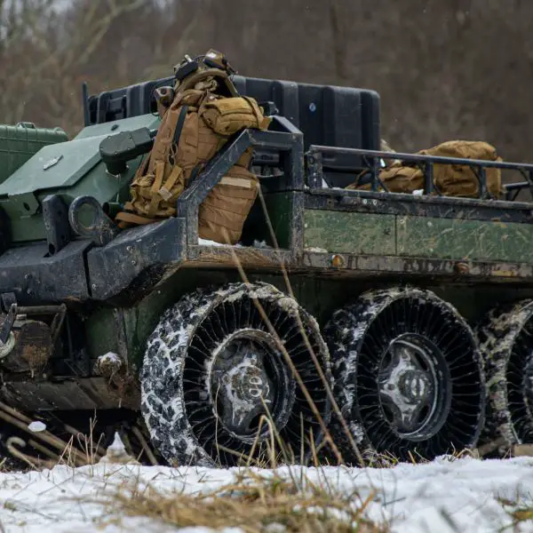 HDT Robotics’ Hunter WOLF 6x6 unmanned ground vehicle, delivered to the U.S. Army’s 3rd Brigade, 10th Mountain Division at Fort Polk, combines load carriage, casualty evacuation, power generation, ISR support, and optional remote weapon integration for light infantry operations (Picture source: HDT Global).