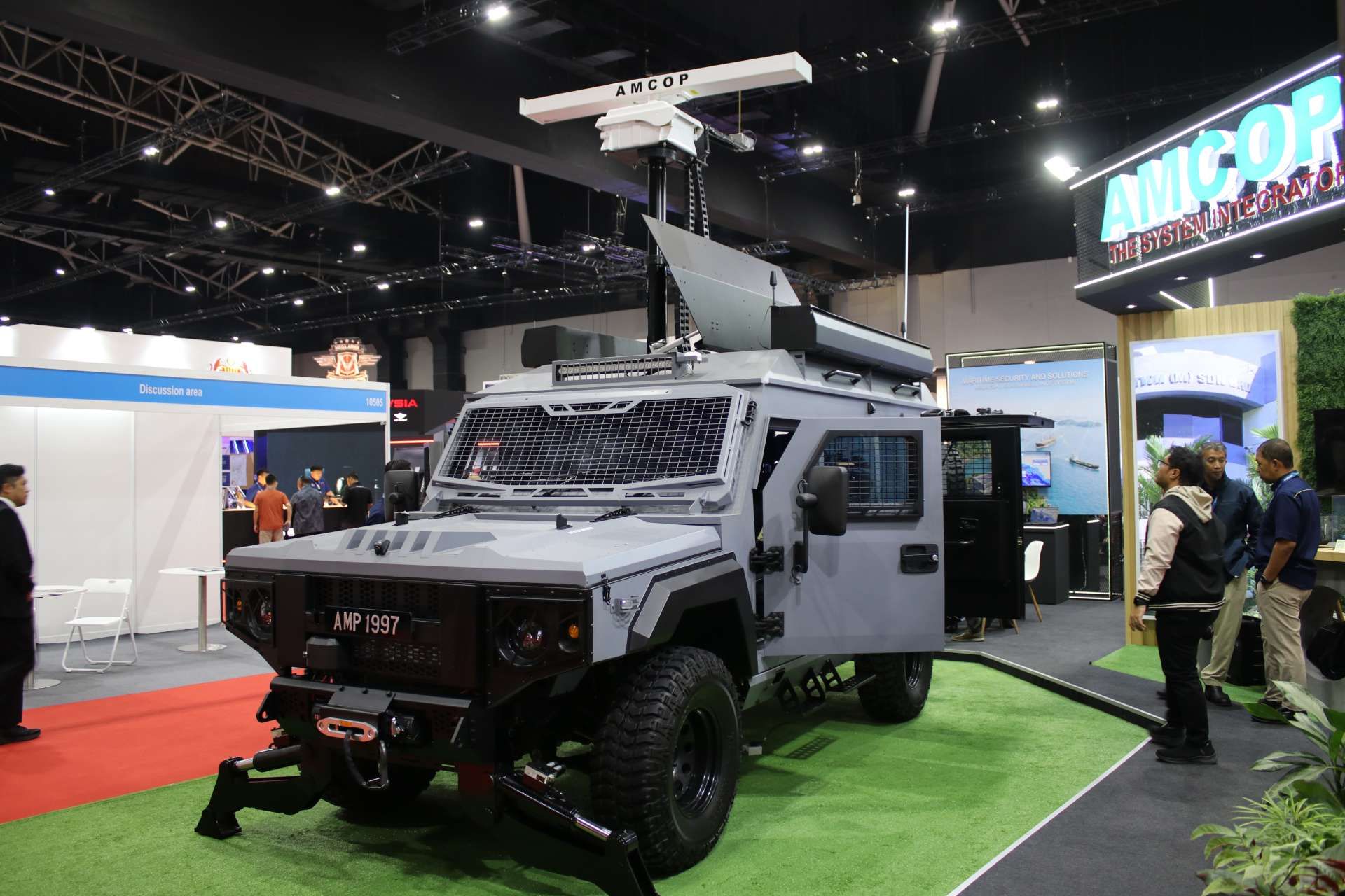 AMCOP’s MSU MK-III, unveiled at DSA 2026 in Kuala Lumpur, is a Malaysian-made 4x4 mobile surveillance unit combining X-band radar, EO camera and AIS tracking to strengthen coastal, border and critical-site monitoring (Picture source: Army Recognition Group).