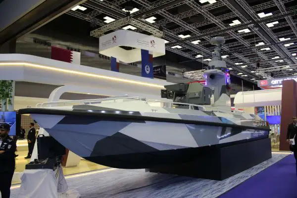 ULAQ armed USV equipped with a stabilized 12.7 mm remote weapon station, combining day-night sensors, precision fire control, and 360-degree coverage to counter fast craft and protect ports and critical maritime infrastructure (Picture source: Army Recognition Group).