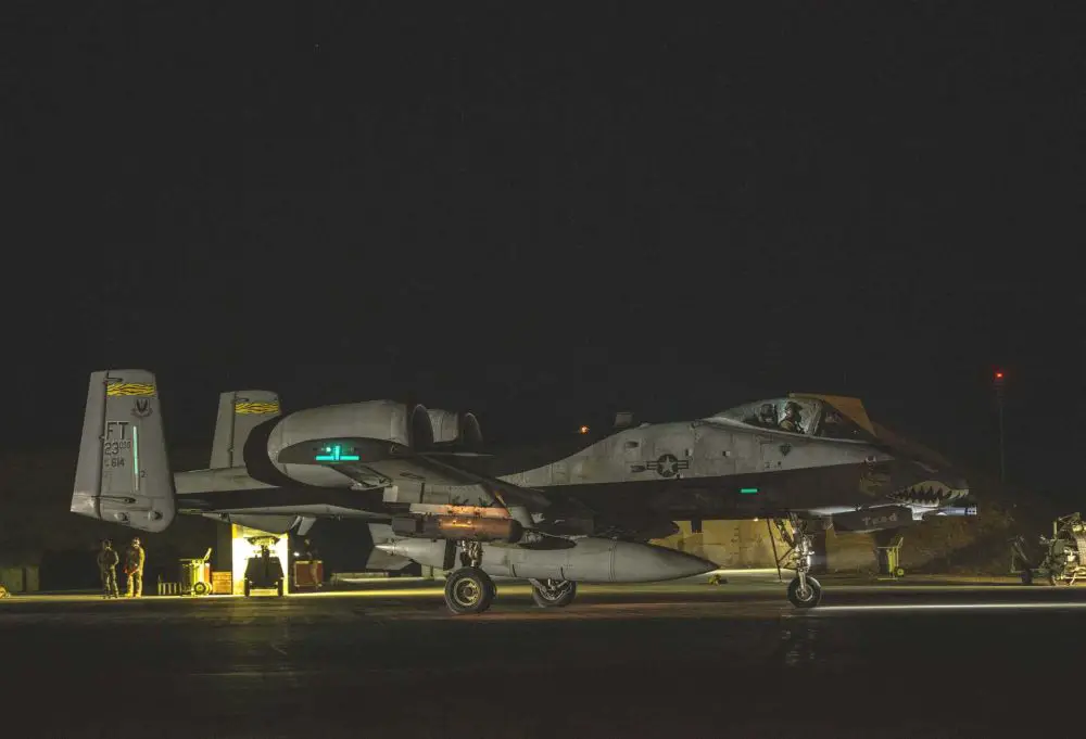 A U.S. Air Force A-10 Thunderbolt II taxis on the runway at a forward base in the U.S. Central Command area of responsibility on December 19, 2025, preparing for strike missions over central Syria as part of Operation Hawkeye Strike.
