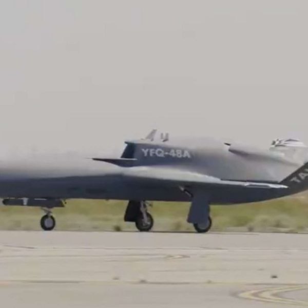 Northrop Grumman’s YFQ-48A Talon Blue uncrewed fighter conducts autonomous taxi testing as part of the U.S. Air Force Collaborative Combat Aircraft program, a step toward first flight and future integration with manned combat aircraft for air-to-air, strike support, electronic warfare, and reconnaissance missions (Picture source: Northrop Grumman).