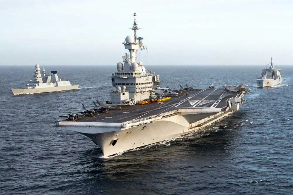 During the ORION 26 exercise, the Charles de Gaulle carrier strike group will conduct joint and allied training sequences that include air defense, anti-submarine warfare, surface combat, and precision strike coordination. (Picture source: French Navy)