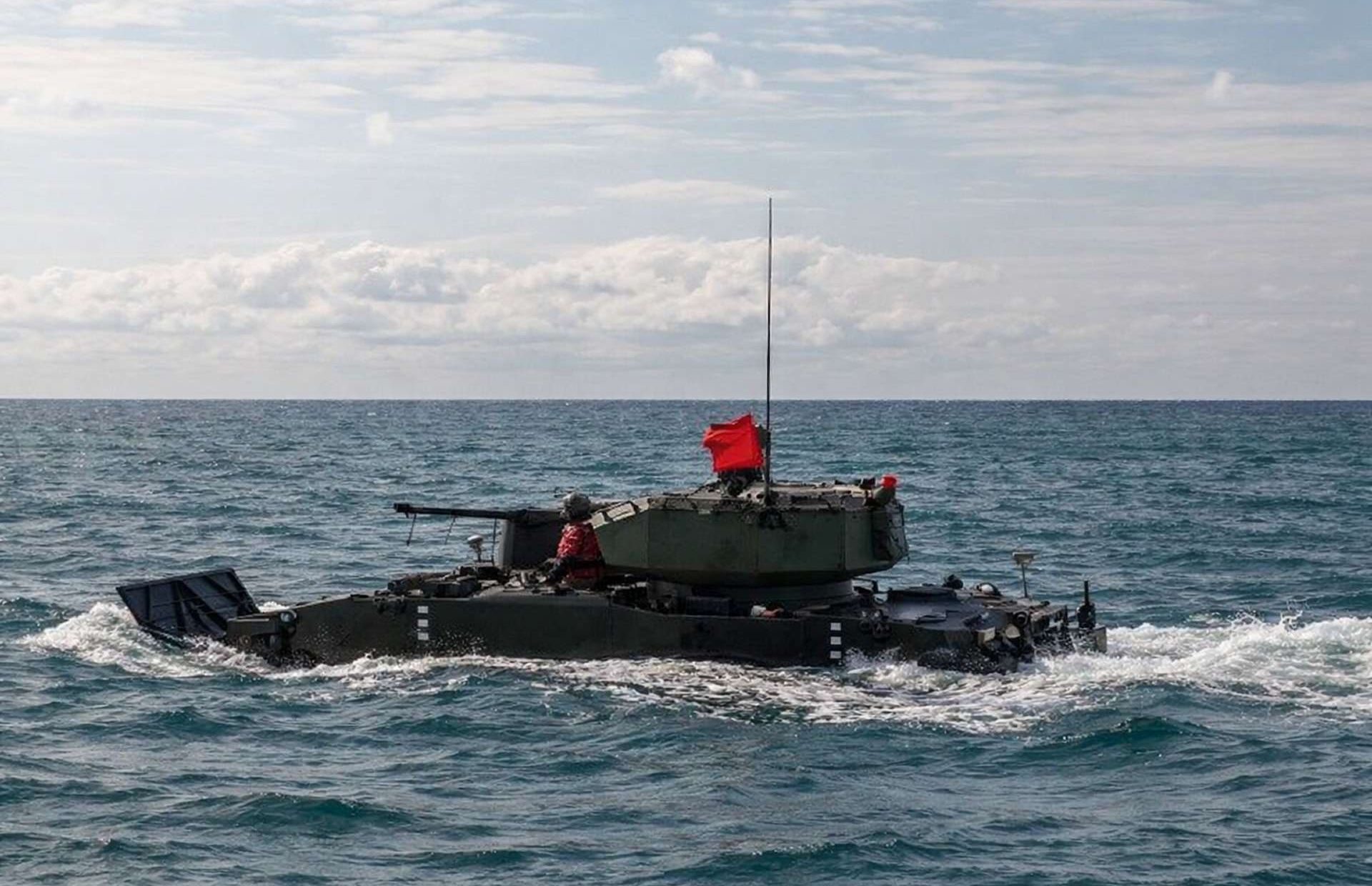 Amphibious ARV-30mm prototype demonstrating sea-to-shore mobility and a remotely operated 30mm medium-caliber turret, combining protected crew lethality with networked reconnaissance to detect, track, and engage threats while feeding targeting data to Marine Corps and joint fires in contested littorals (Picture source: General Dynamics).