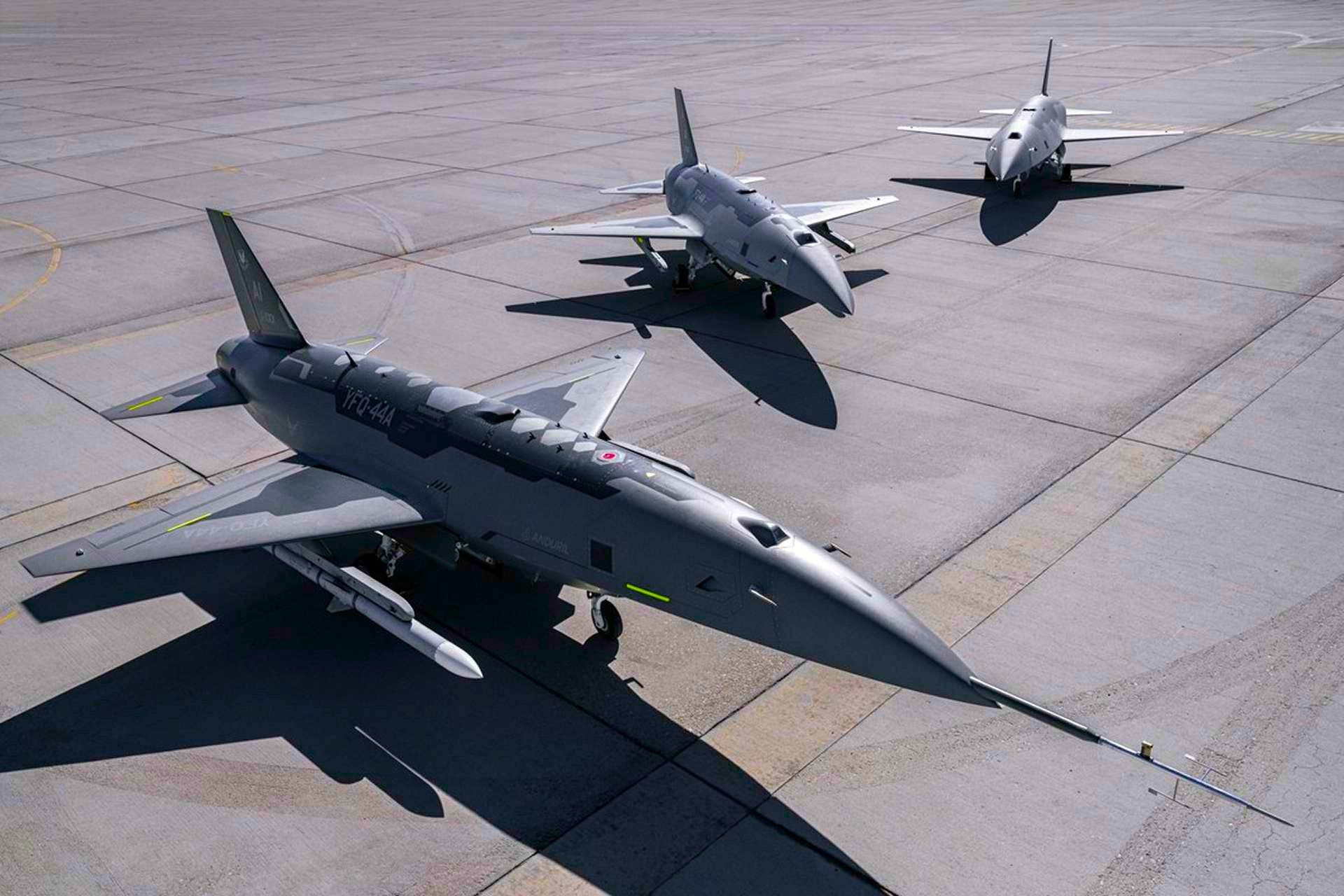 The U.S. Air Force selected Anduril's FQ-44 semi-autonomous fighter for production under the Collaborative Combat Aircraft program, advancing its strategy to pair crewed fighters with networked unmanned aircraft to increase combat mass, survivability, and operational flexibility in future high-end conflicts (Picture Source: Anduril)