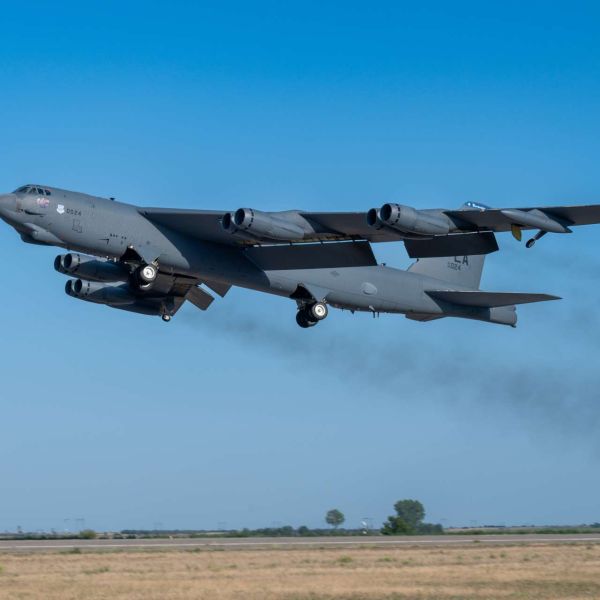 Three U.S. Air Force B-52H Stratofortress strategic bombers have arrived at RAF Fairford in the United Kingdom, reinforcing the United States’ forward bomber posture as Operation Epic Fury continues targeting Iranian military assets (Picture Source: U.S. EUCOM)