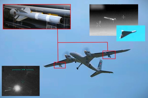 Baykar Technologies announced that its Bayraktar AKINCI successfully shot down a target drone over the Black Sea using the EREN high-speed loitering munition, marking the platform’s first confirmed air-to-air intercept (Picture Source: Army Recognition Group / Baykar Technologies)