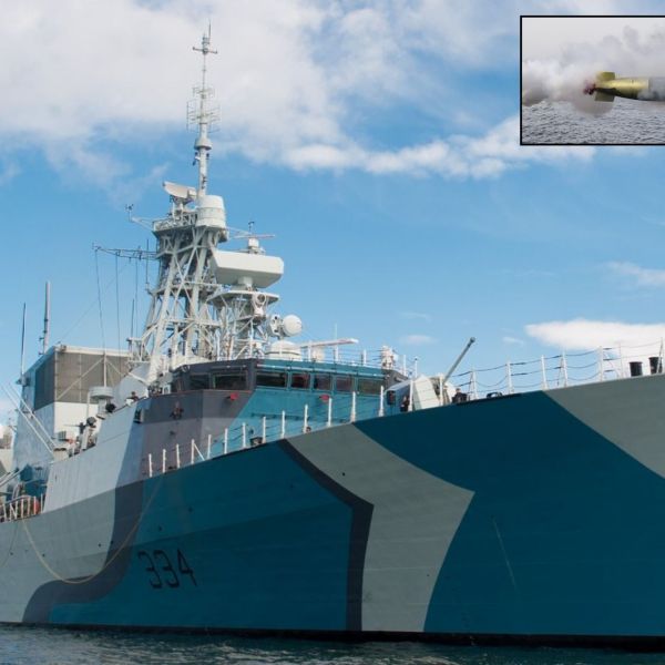 In early February 2026, HMCS Regina test-fired a Mark 54 lightweight torpedo off Nanoose, marking the first operational launch of the system by a Canadian Halifax-class frigate as part of the navy’s modernization program. (Picture source: Canadian MoD)