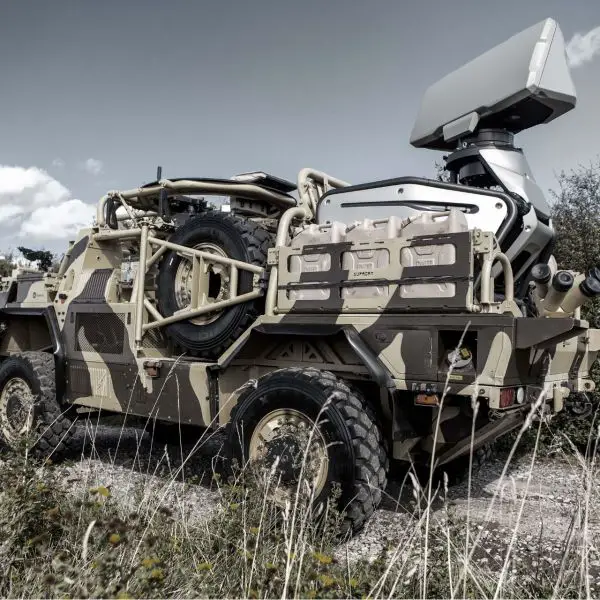 The Giraffe 1X, a compact 3D AESA radar operating in the X-band, provides surveillance out to roughly 75 km with 360-degree coverage (Picture source: Saab)