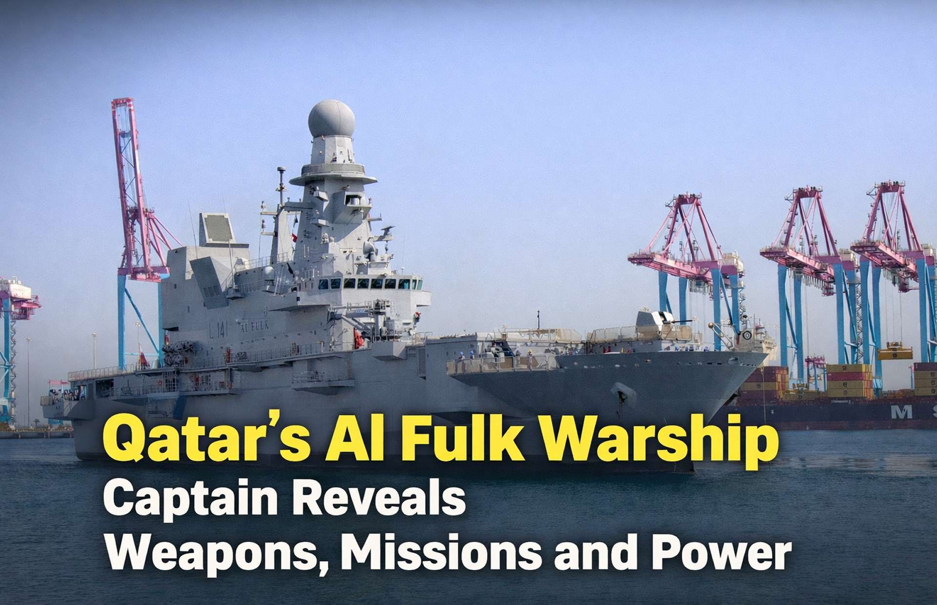 Qatar’s Al Fulk (L141) amphibious transport dock combines strategic sealift, helicopter operations, and self-defense air and missile protection, enabling the Qatar Emiri Naval Forces to deploy troops, vehicles, and supplies, support joint and humanitarian missions, and operate as a command platform in contested maritime environments (Picture source: Army Recognition Group).