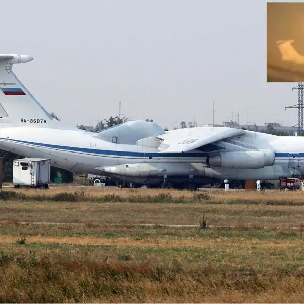 The laser system mounted on the A-60 destroyed at Taganrog could have been part of the 1LK222 Sokol-Eshelon program, which focused on defeating or impairing the optical sensors of reconnaissance satellites rather than destroying them physically. (Picture source: X/Anton Gerashchenko and RussianPlanes/Alexander Nikolaev)