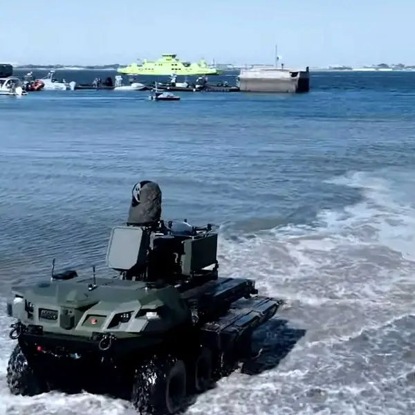 Rheinmetall’s Mission Master SP2 is a fully amphibious, autonomous ground vehicle designed for multi-domain operations, capable of executing surveillance, logistics, and combat support missions on land and at sea with seamless NATO system integration.