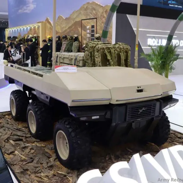 The Chinese CS/VP16B 6x6 light unmanned all-terrain vehicle for battlefield support and logistics has a 200 km cruising range, including 20 km in pure electric mode.