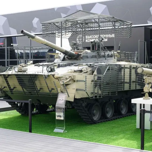 BMP-3 armament pairs a 100 mm gun-launcher firing HE rounds and guided missiles with a 30 mm autocannon and 7.62 mm machine guns, giving Russian crews a single platform for close infantry support, trench and strongpoint suppression, and rapid engagements of light armor and low-flying aerial threats (Picture source: Rostec).