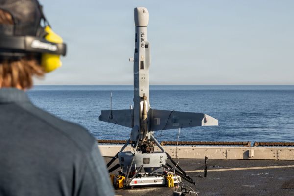 A V-BAT unmanned aerial system sits on the flight deck of USS Portland (LPD 27) in the Pacific Ocean on January 31, 2026 (Picture source: US DoD)
