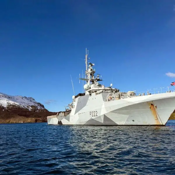 Designed for versatility and maritime presence missions, HMS Forth is equipped with a 30 mm DS30M Mark 2 naval gun, general-purpose machine guns, and upgraded .50 caliber heavy machine guns for layered self-defense. (Picture source: Uk MoD)