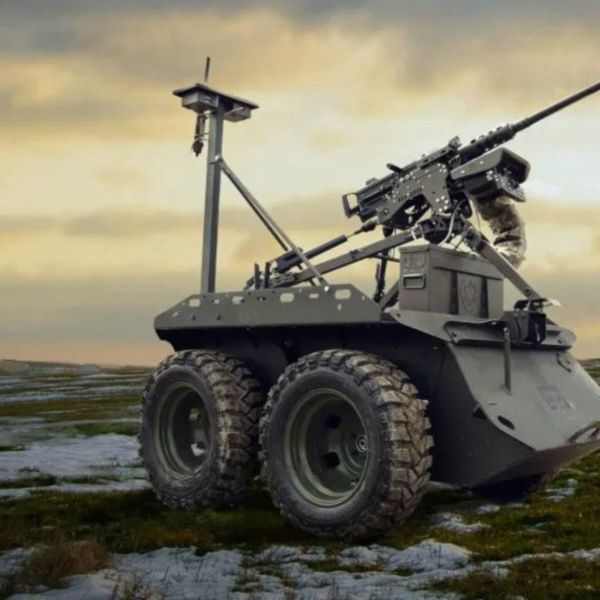 The Zmiy Droid 12.7 is based on the battle-proven Zmiy ground platform and integrates a remotely controlled Wolly combat module armed with a 12.7 mm heavy machine gun (Picture source: Ukrainian MoD)