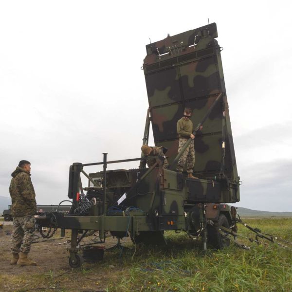 U.S. Marines from Marine Air Control Squadron 24, part of Marine Air Control Group 48, 4th Marine Aircraft Wing, operate an AN/TPS-80 G/ATOR radar system during a training mission in Cold Bay, Alaska, as part of ARCTIC EDGE 2025.