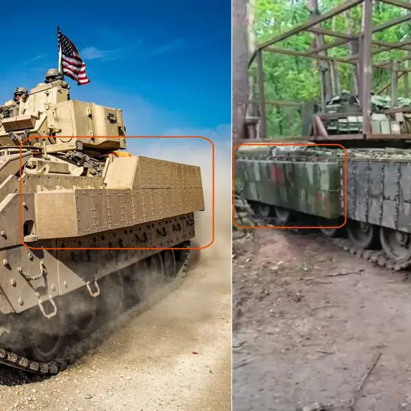 The adaptation of BRAT modules onto the T-80BV required structural modification because the American armor tiles are designed for a completely different mounting pattern than that of the Russian tank’s Kontakt-1 system. (Picture source: US Army and Telegram/Andrei_bt)