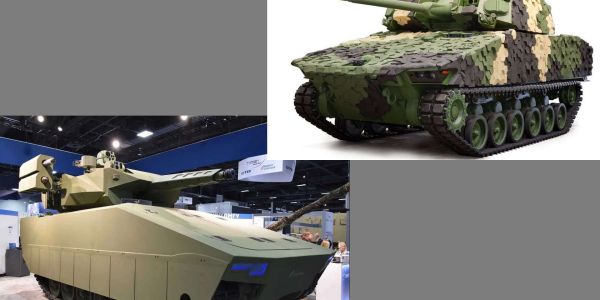 Concept models based on Rheinmetall’s Lynx KF41 and General Dynamics’ Griffin III are shown for illustrative purposes only and do not represent the final XM30 design (Picture source: Army Recognition Group / General Dynamics)