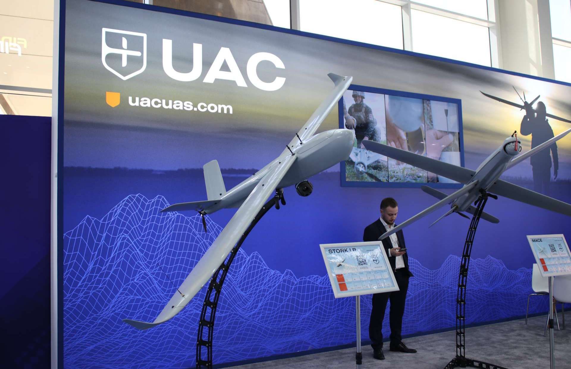 STORK LR is a long-range fixed-wing tactical UAV with 5.5 hours endurance and up to 135 km range, equipped with stabilized day and night optics and automatic target tracking. Designed for artillery spotting and battlefield surveillance, it features encrypted communications and anti-jam navigation for operations in contested environments (Picture source: Army Recognition Group).