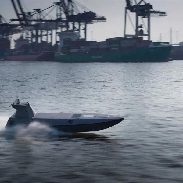 Kraken K3 Scout unmanned surface vessel (USV) during demonstration trials, highlighting Rheinmetall’s high-speed autonomous platform configured for surveillance, strike missions, and maritime security operations.