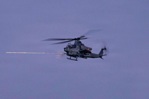 A U.S. Marine Corps AH-1Z Viper trained alongside Japanese ground forces off Okinawa during Iron Fist 26, sharpening close air support coordination for high-intensity coastal combat scenarios (Picture Source: U.S. Marines Corps)