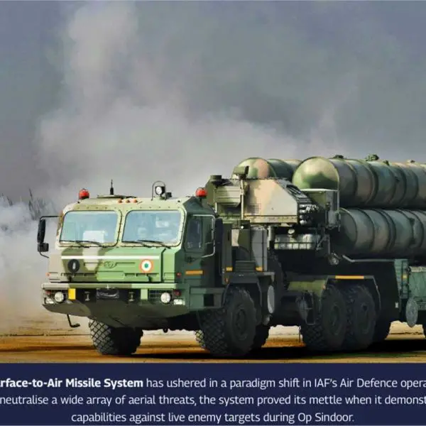 Indian Air Force S-400 Triumf long-range surface-to-air missile system during deployment, representing India’s advanced long-range air defense capability.