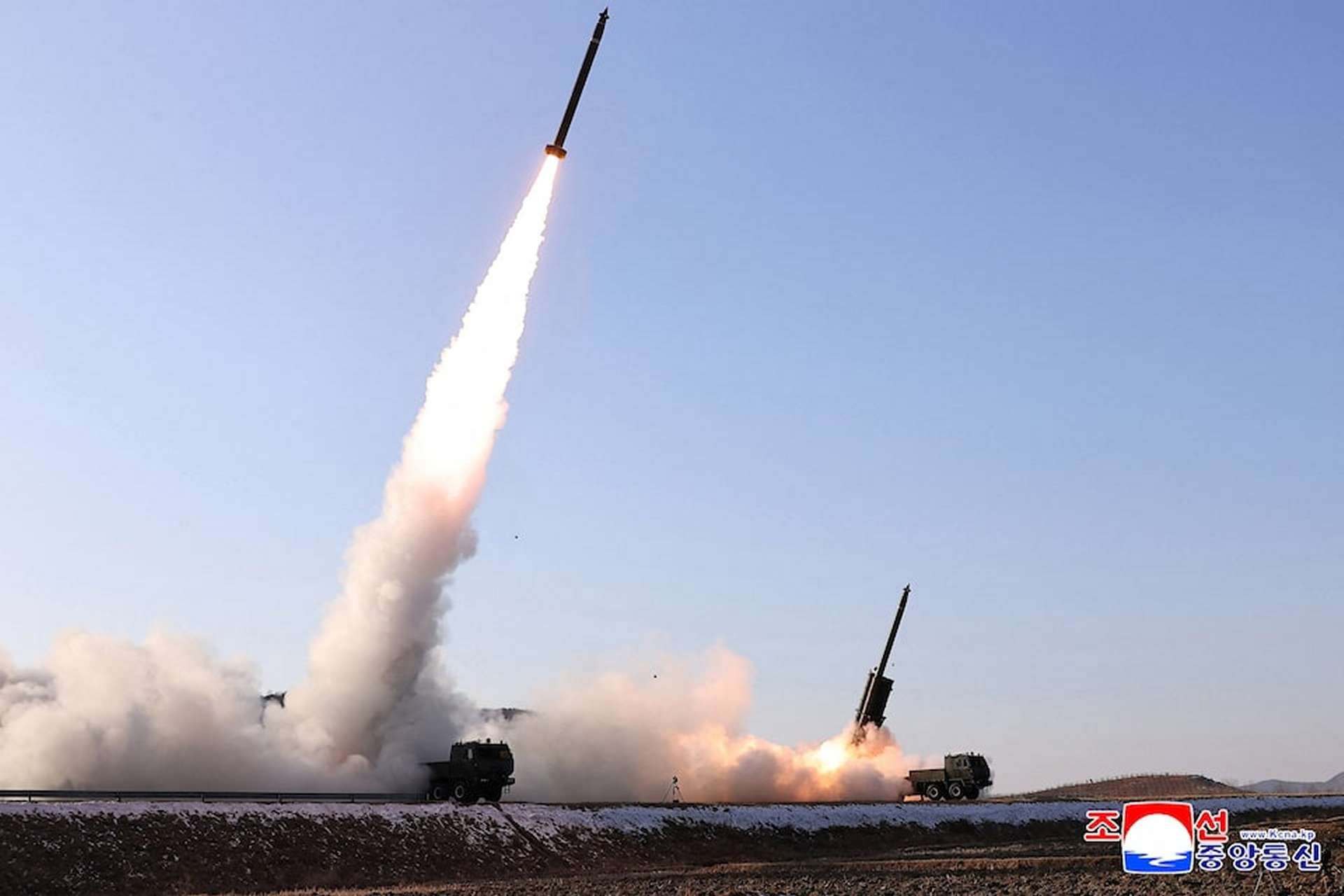 North Korea’s April 2026 tests showcased a Hwasong-11 cluster-warhead missile, a blackout bomb, and an electromagnetic weapon aimed at disrupting airbases, power grids, and military electronics. Picture from a January test (Picture source: KCNA).